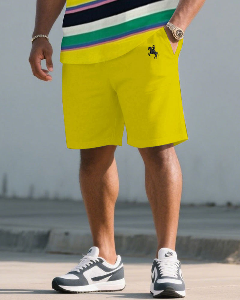 Big & Tall Striped T-Shirt Shorts Set for big men view 3