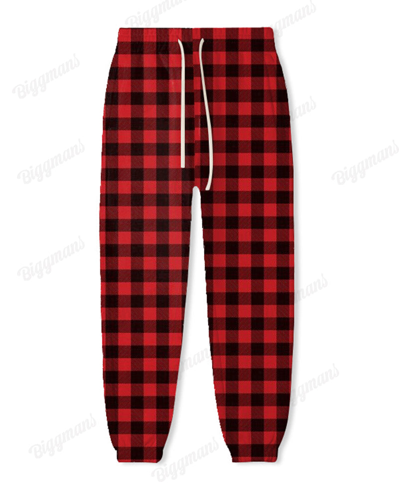 Big & Tall Plaid Hoodie Sweatpants Set for big men view 5