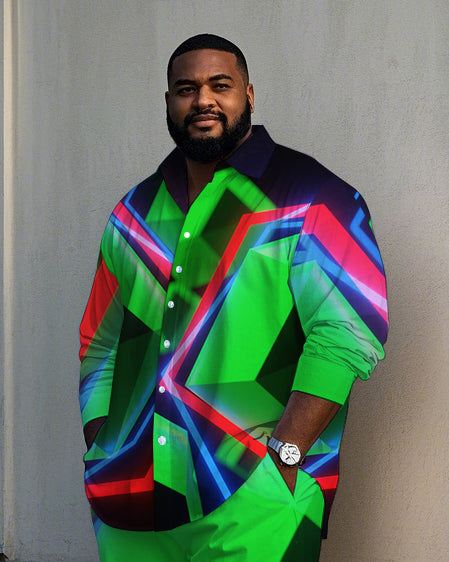 Big & Tall Geometric T-Shirt Pants Set for big men view 2