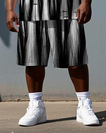 Big & Tall Graphic Streetwear Two-piece Set for big men view 3
