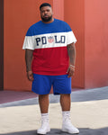 Big & Tall Colorblock Patchwork Two-piece Set for big men view 1