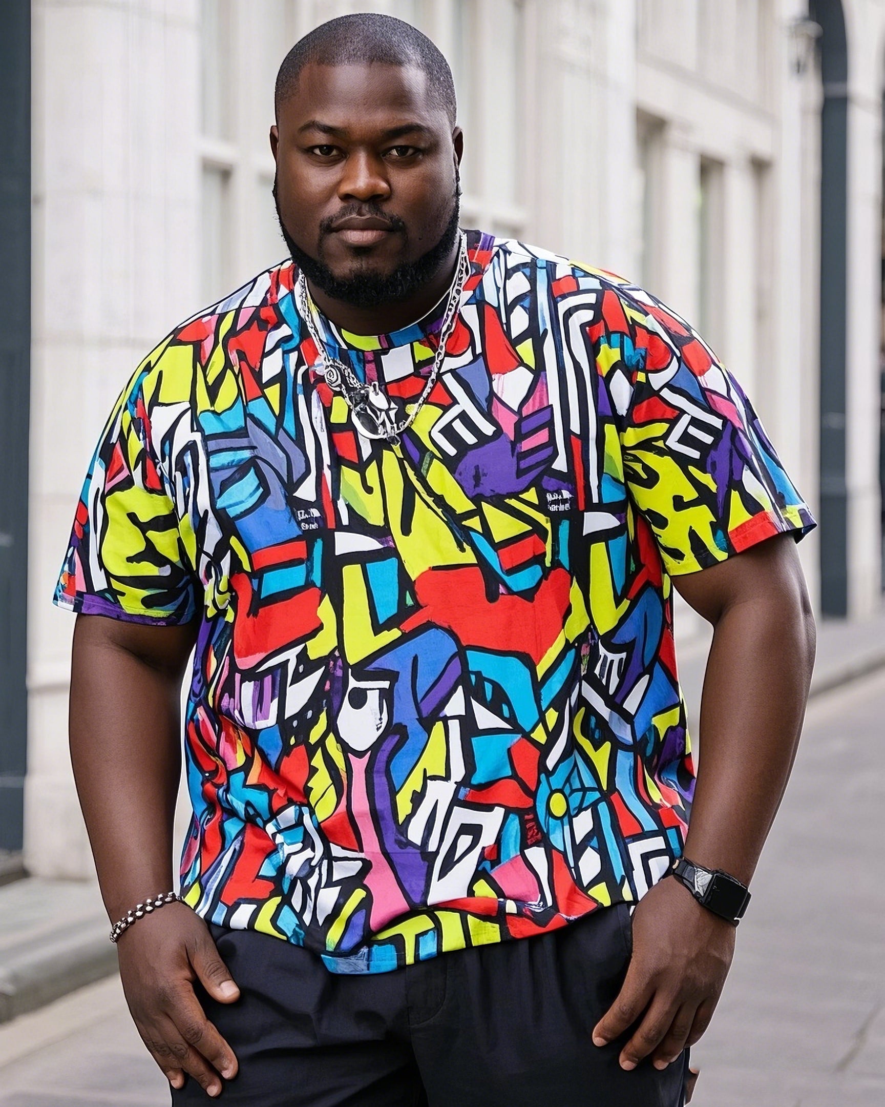 Big & Tall Colorblock Geometric T-Shirt for big men view 1