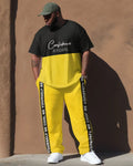 Big & Tall Colorblock Graphic Two-piece Set for big men view 1