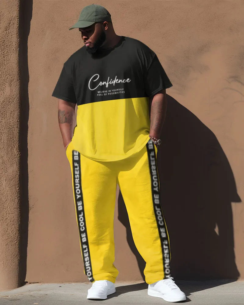 Big & Tall Colorblock Graphic Two-piece Set for big men view 1