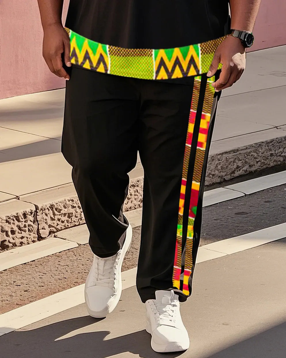 Big & Tall Colorblock Graphic Two-piece Set for big men view 3