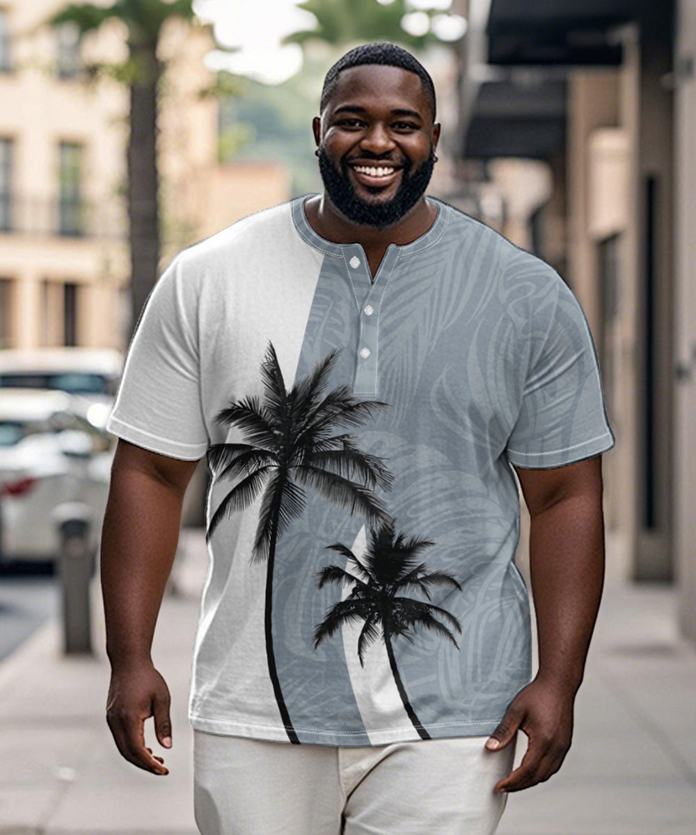 Big & Tall White Hawaiian Colorblock T-Shirt for big men view 1