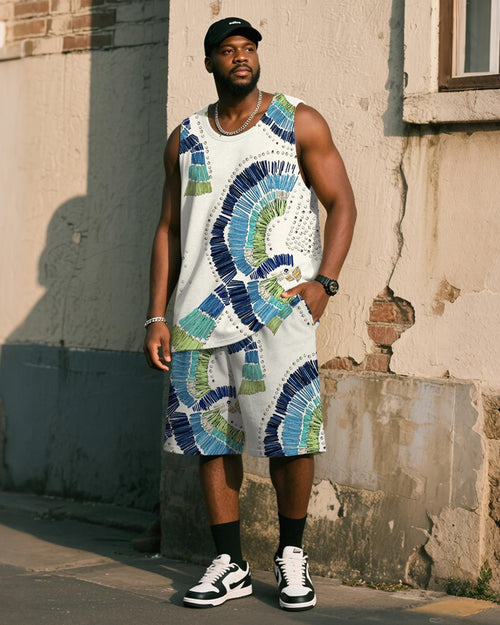 Big & Tall White Graphic Graffiti Two-piece Set for big men view 1