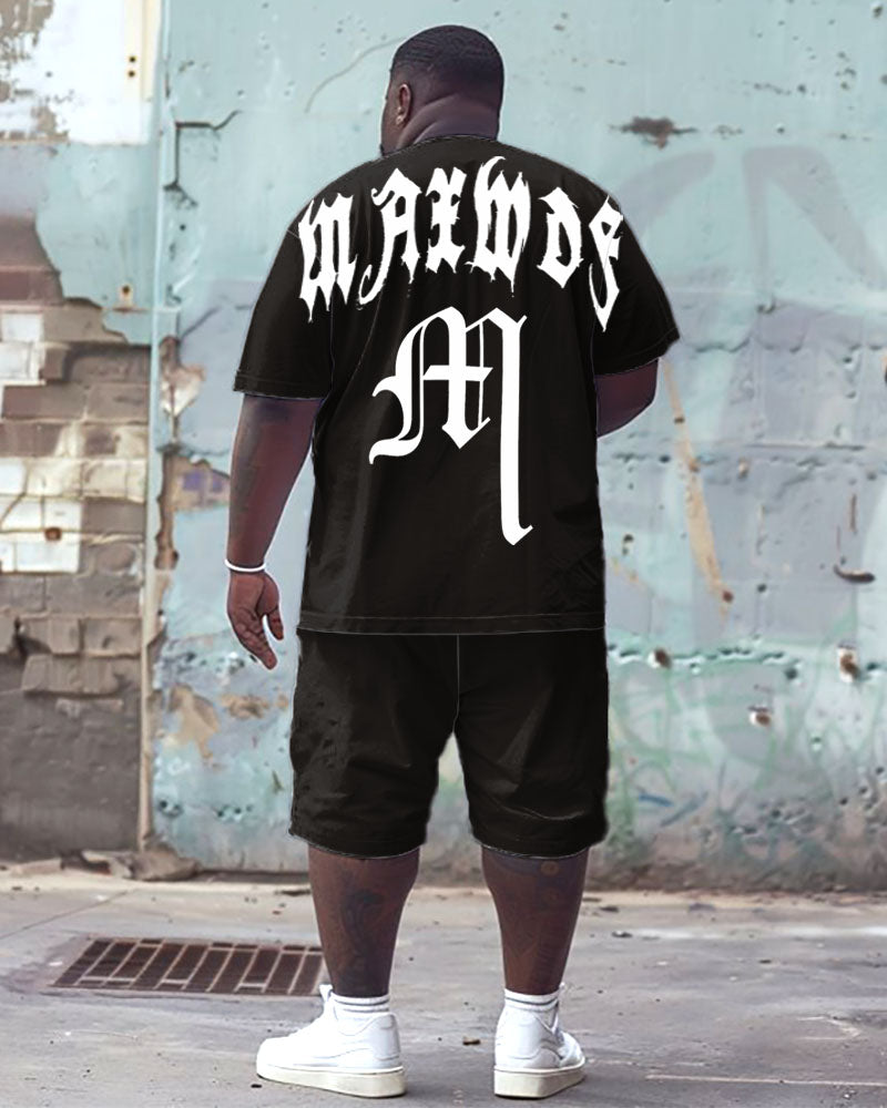 Big & Tall Graphic T-Shirt Shorts Set for big men view 2
