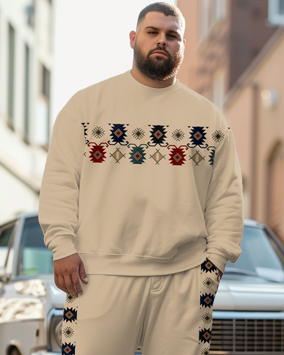 Big & Tall Western Streetwear Hoodie Sweatpants Set for big men view 2