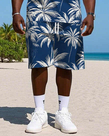 Big & Tall White Hawaiian Tropical Two-piece Set for big men view 3