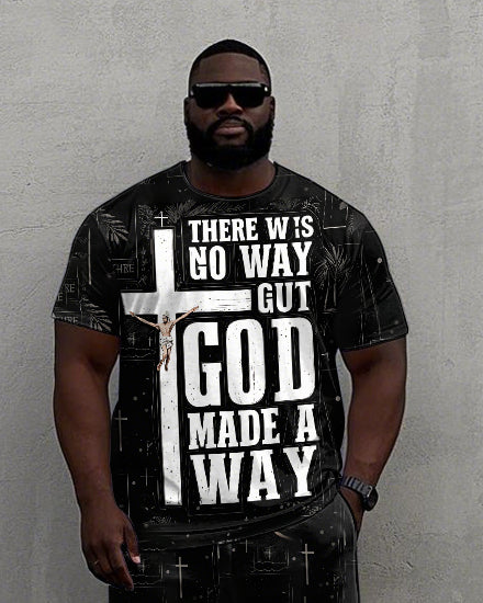 Big & Tall Graphic T-Shirt Shorts Set for big men view 2