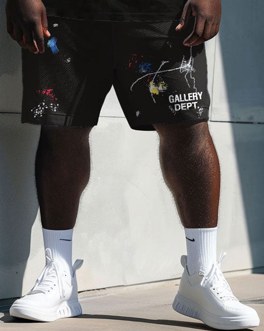 Big & Tall Graphic T-Shirt Shorts Set for big men view 3