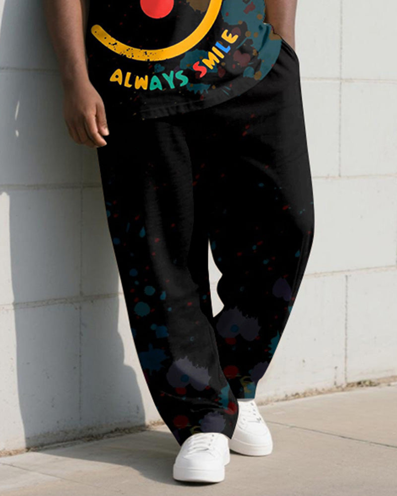 Big & Tall Black Gradient Graphic Vest Pants Set for big men view 3