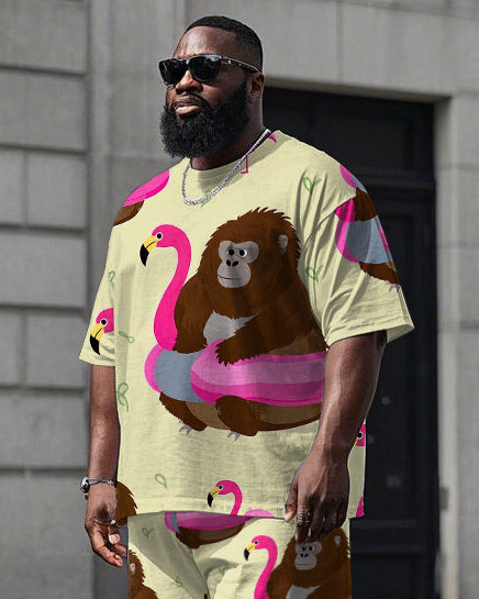 Big & Tall Streetwear T-Shirt Shorts Set for big men view 2
