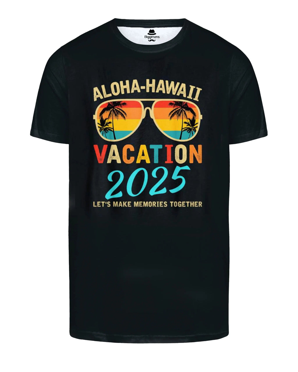 Big & Tall Black Hawaiian Graphic T-Shirt for big men view 2