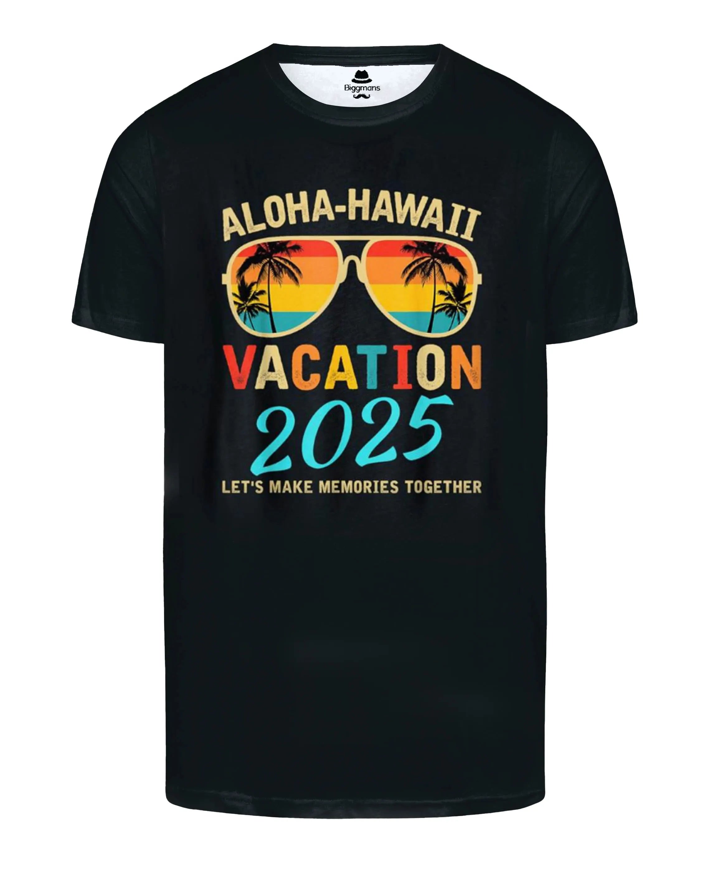Big & Tall Black Hawaiian Graphic T-Shirt for big men view 2
