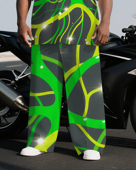 Big & Tall Geometric T-Shirt Pants Set for big men view 3