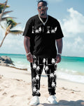 Big & Tall Hawaiian Graphic Floral T-Shirt Pants Set for big men view 1