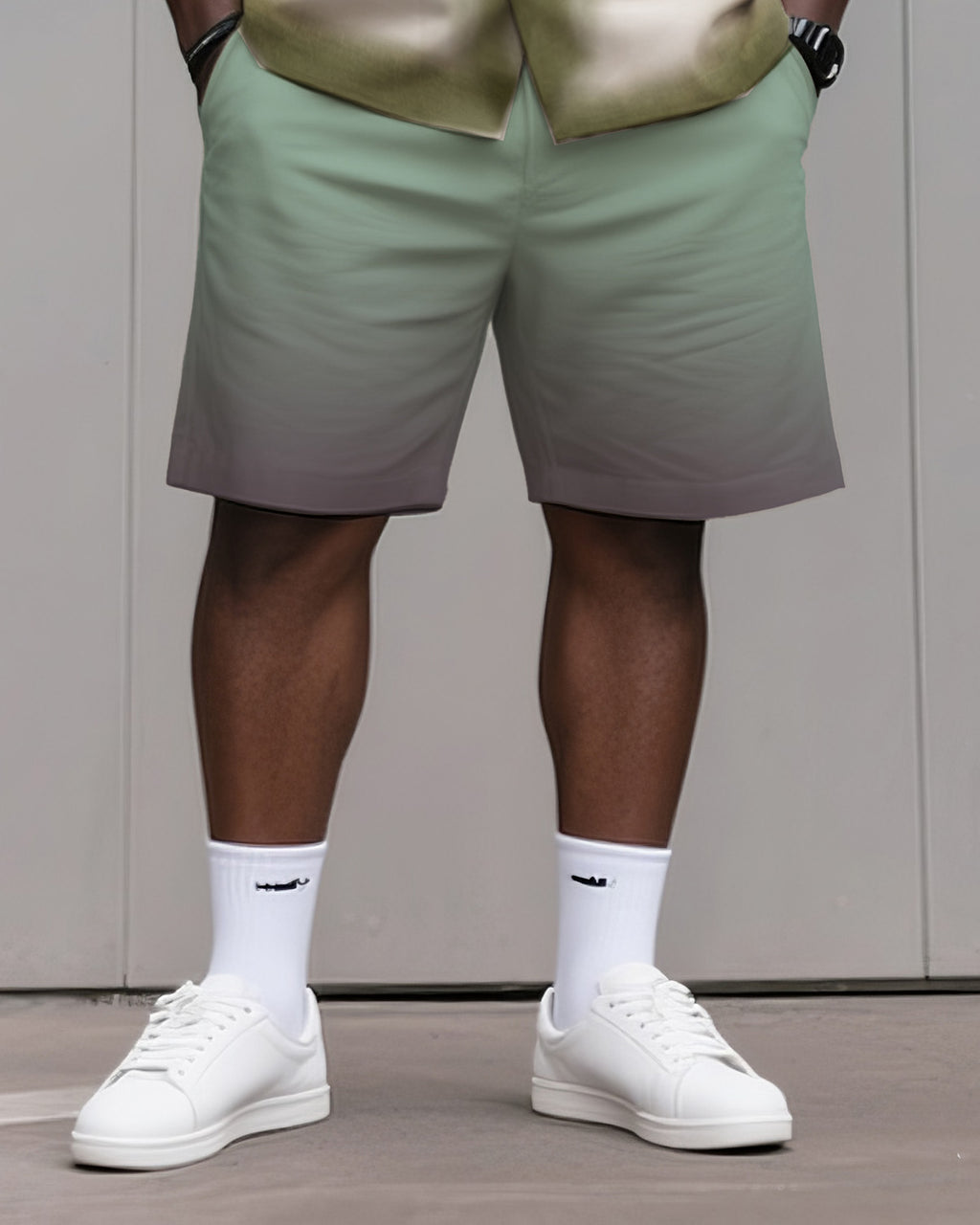 Big & Tall Gradient Graphic T-Shirt Shorts Set for big men view 4