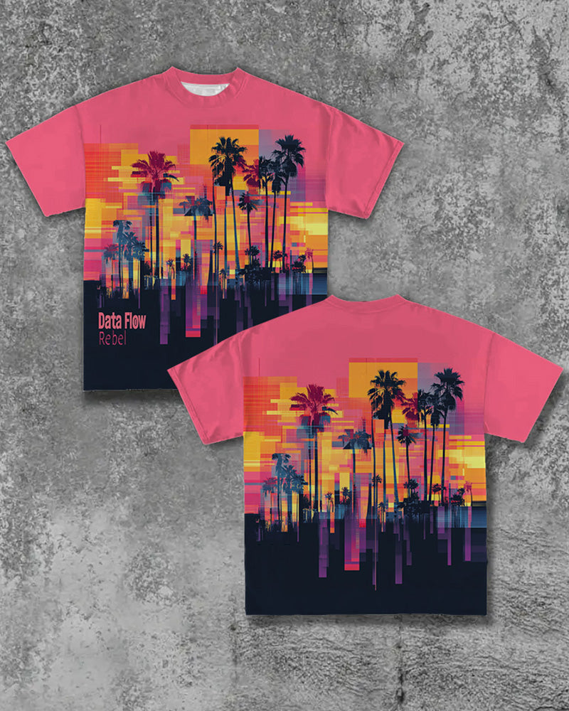 Big & Tall Tropical Colorblock Graphic T-Shirt for big men view 1