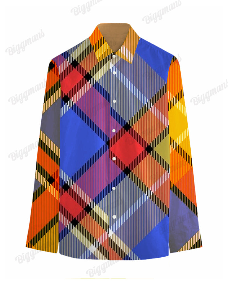 Big & Tall Plaid Long Sleeve Shirt for big men view 3