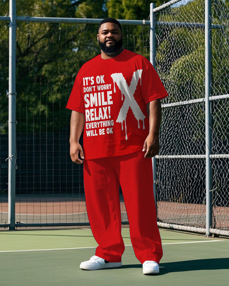 Big & Tall Graphic Streetwear T-Shirt Pants Set for big men view 1