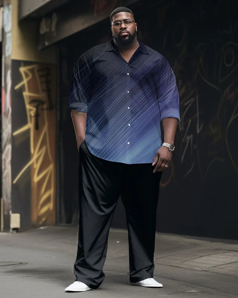 Big & Tall Gradient Business Casual T-Shirt Pants Set for big men view 1
