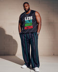 Big & Tall Black Streetwear Skull Vest Pants Set for big men view 1