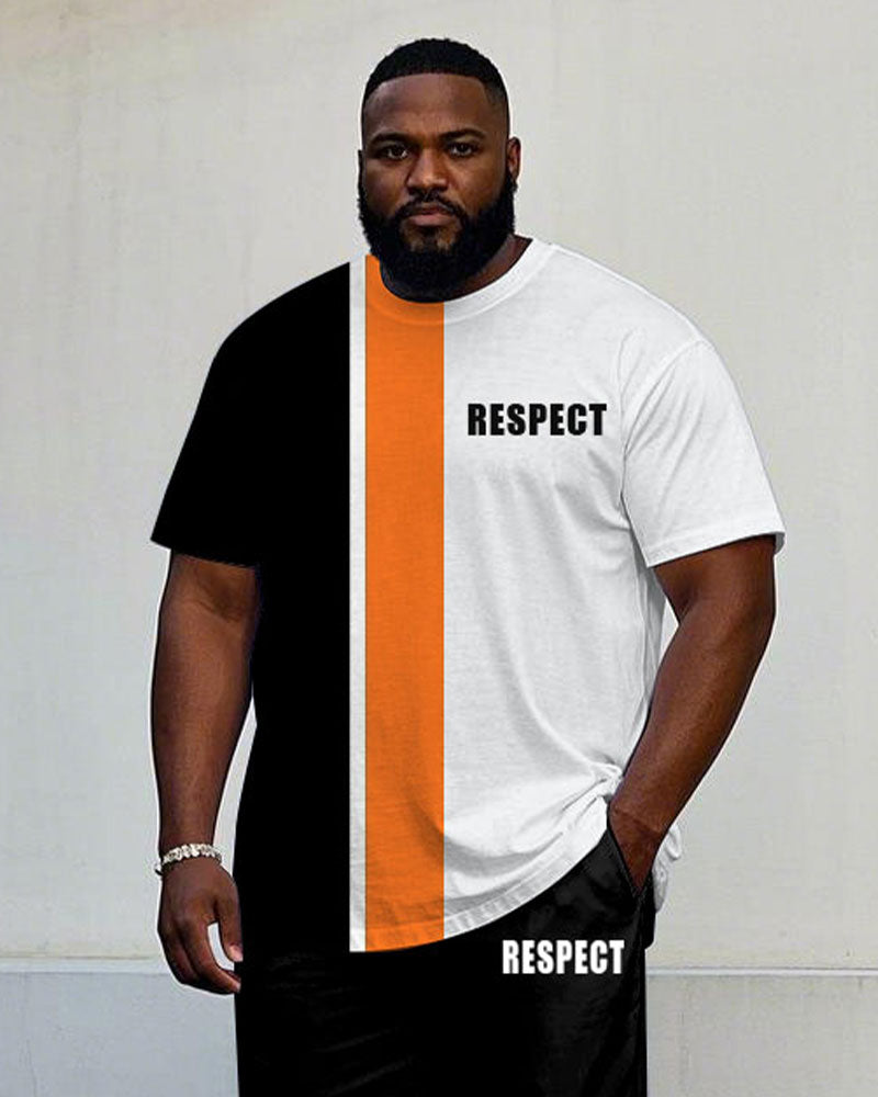 Big & Tall Black White Streetwear T-Shirt Pants Set for big men view 2