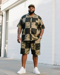Big & Tall Camouflage T-Shirt Shorts Set for big men view 1