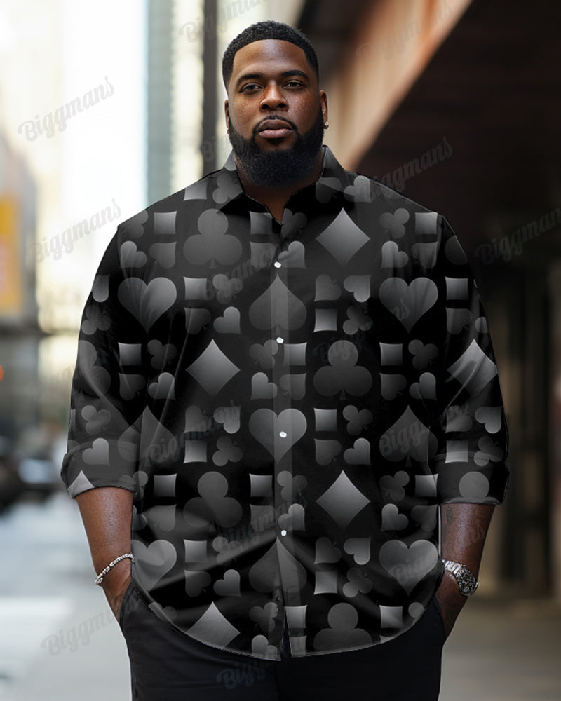 Big & Tall Gradient Geometric Long Sleeve Shirt for big men view 1
