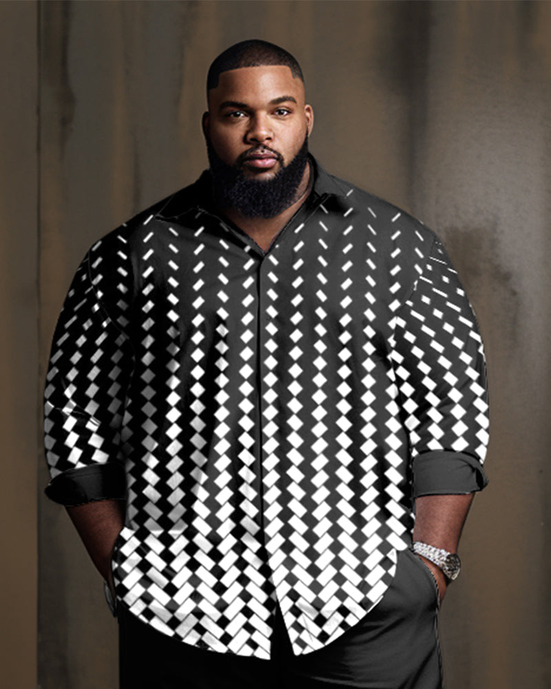 Big & Tall Plaid Business Casual T-Shirt Pants Set for big men view 2