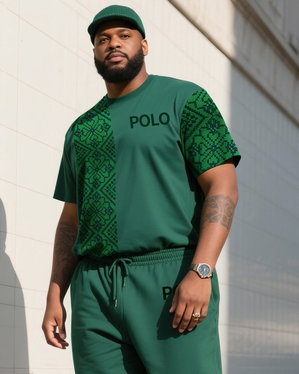 Big & Tall Striped Two-piece Set for big men view 2