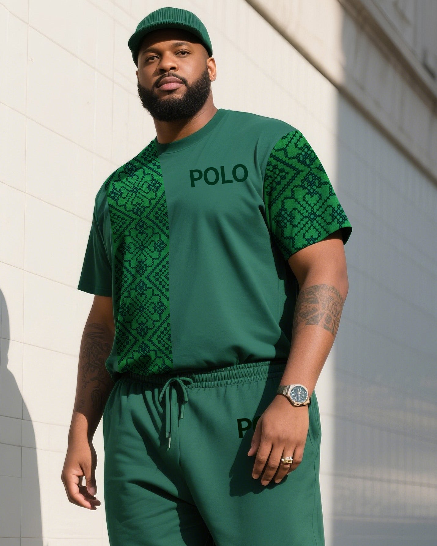 Big & Tall Striped Two-piece Set for big men view 2