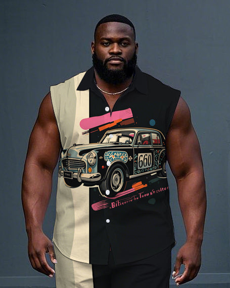 Big & Tall Colorblock T-Shirt Shorts Set for big men view 2
