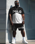 Big & Tall Colorblock Graphic T-Shirt Shorts Set for big men view 1