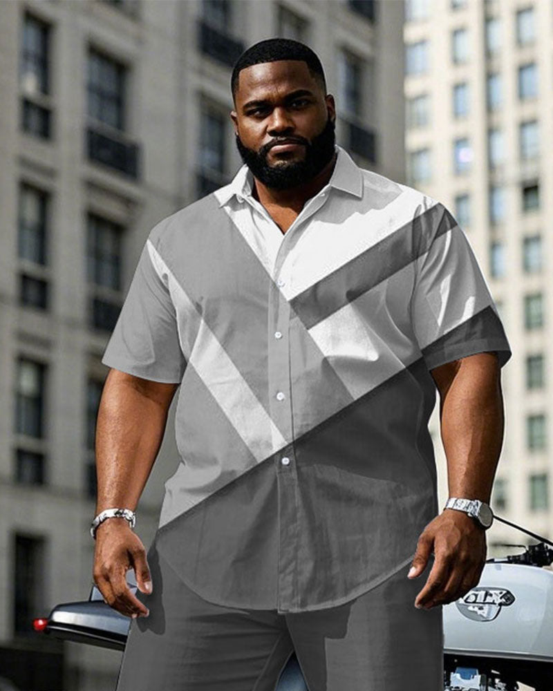 Big & Tall White Gray T-Shirt Pants Set for big men view 2
