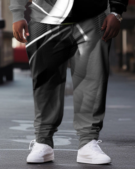 Big & Tall Geometric Streetwear Hoodie Sweatpants Set for big men view 3