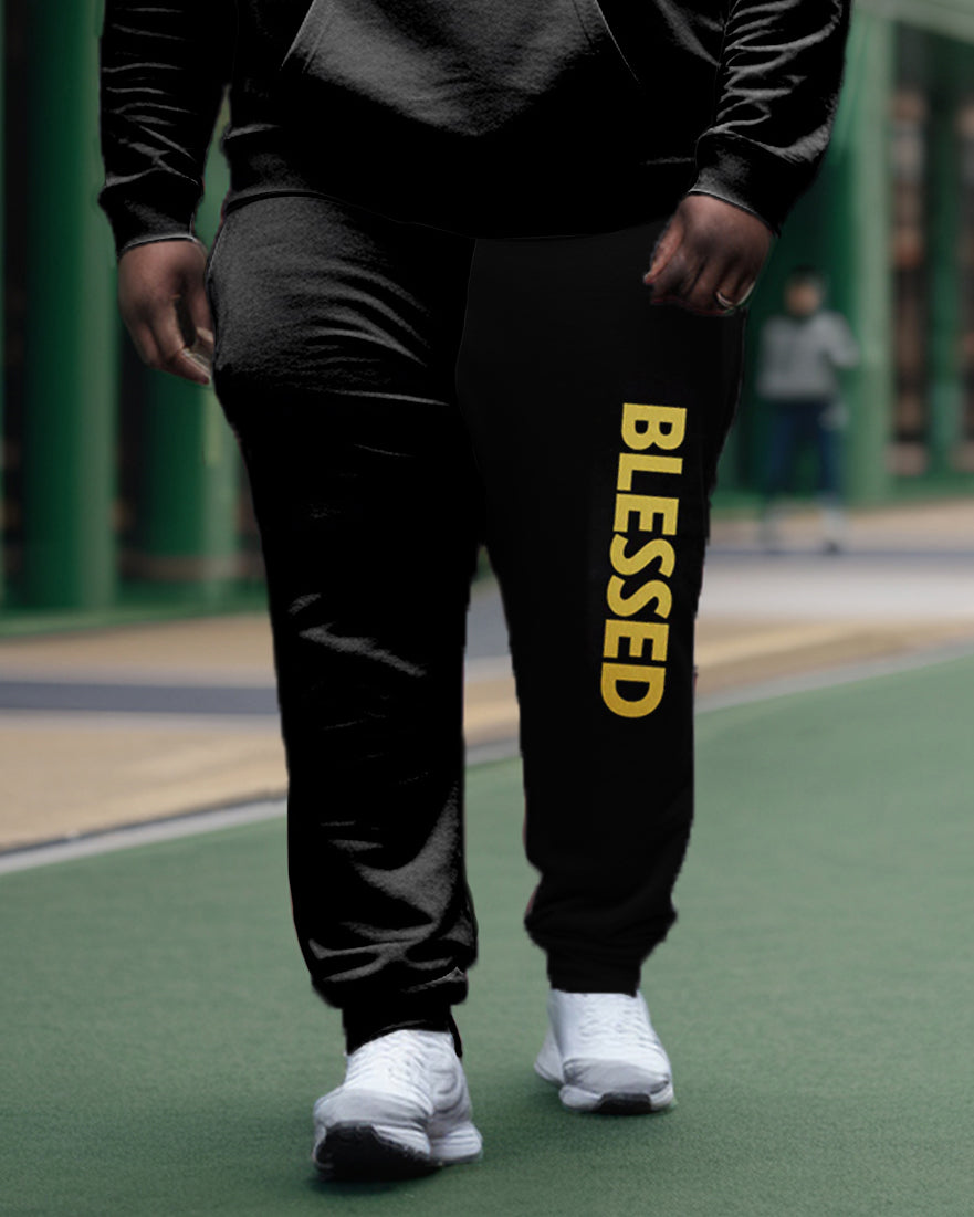 Big & Tall Graphic Hoodie Sweatpants Set for big men view 3