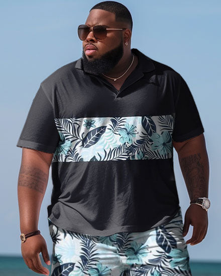 Big & Tall Hawaiian T-Shirt Shorts Set for big men view 2