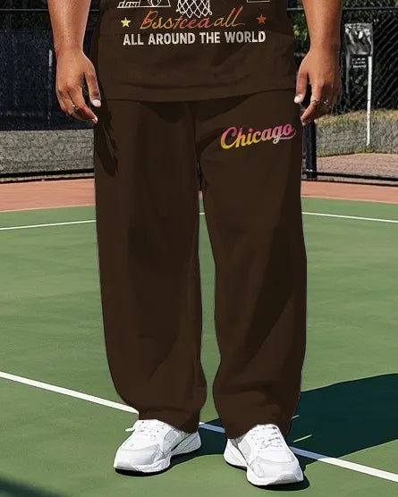Big & Tall Graphic T-Shirt Pants Set for big men view 3
