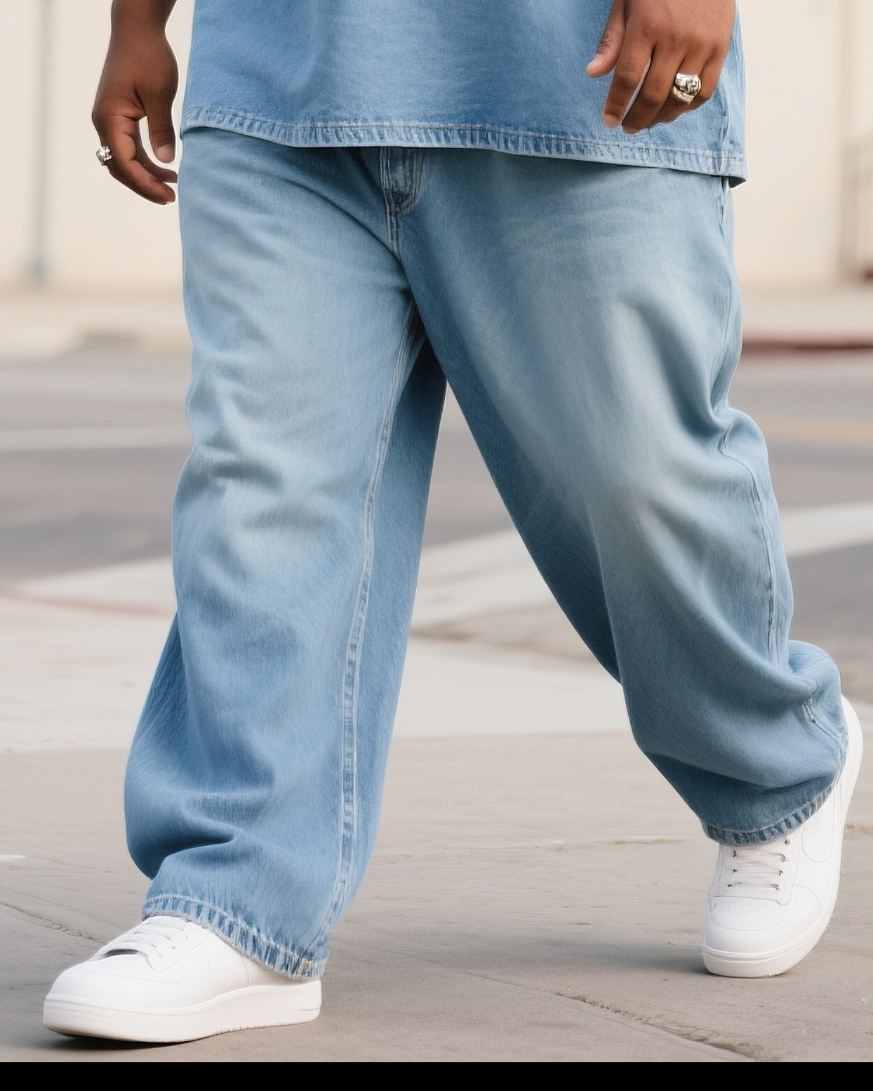 Big & Tall Denim Graphic T-Shirt Pants Set for big men view 3