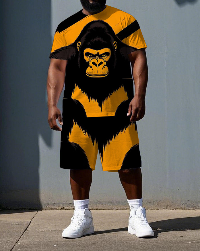 Big & Tall Colorblock T-Shirt Shorts Set for big men view 1