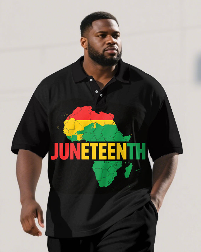 Big & Tall Juneteenth Graphic Polo Shorts Set for big men view 2