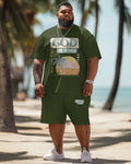 Big & Tall Hawaiian Gradient T-Shirt Shorts Set for big men view 2