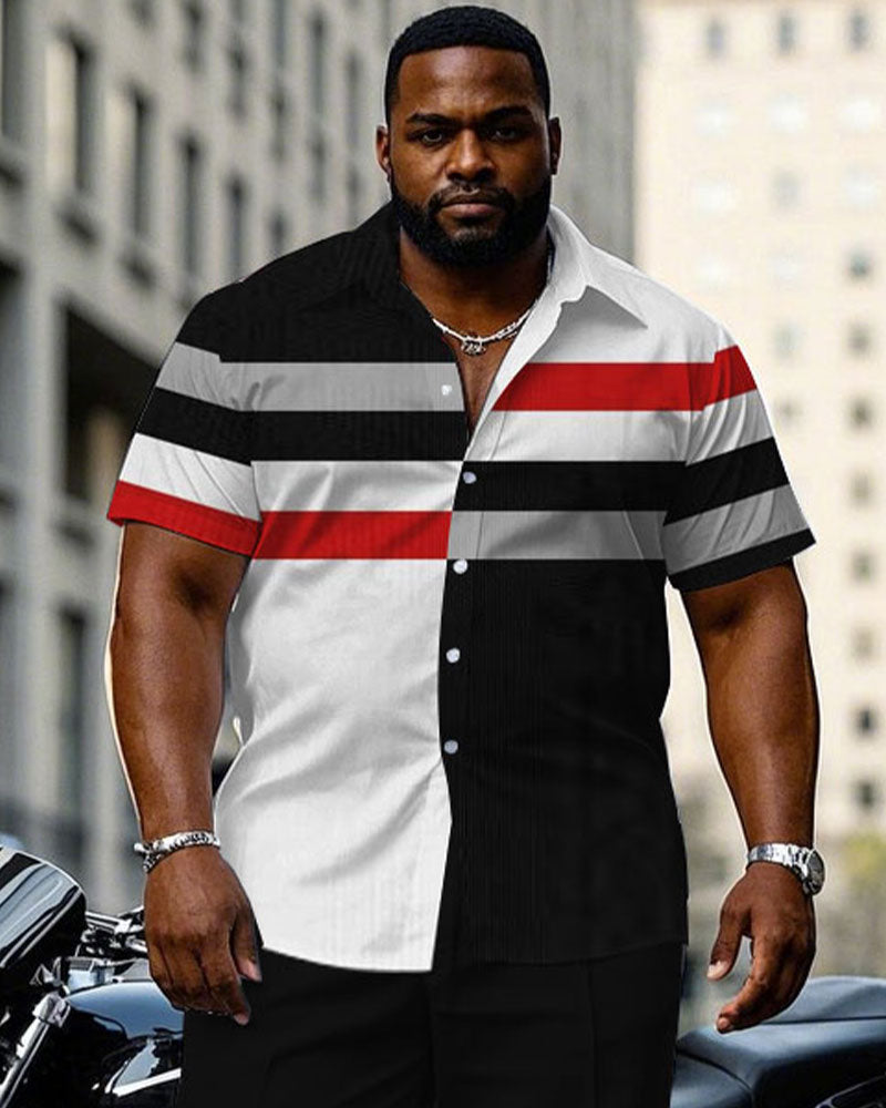 Big & Tall Geometric T-Shirt Pants Set for big men view 2