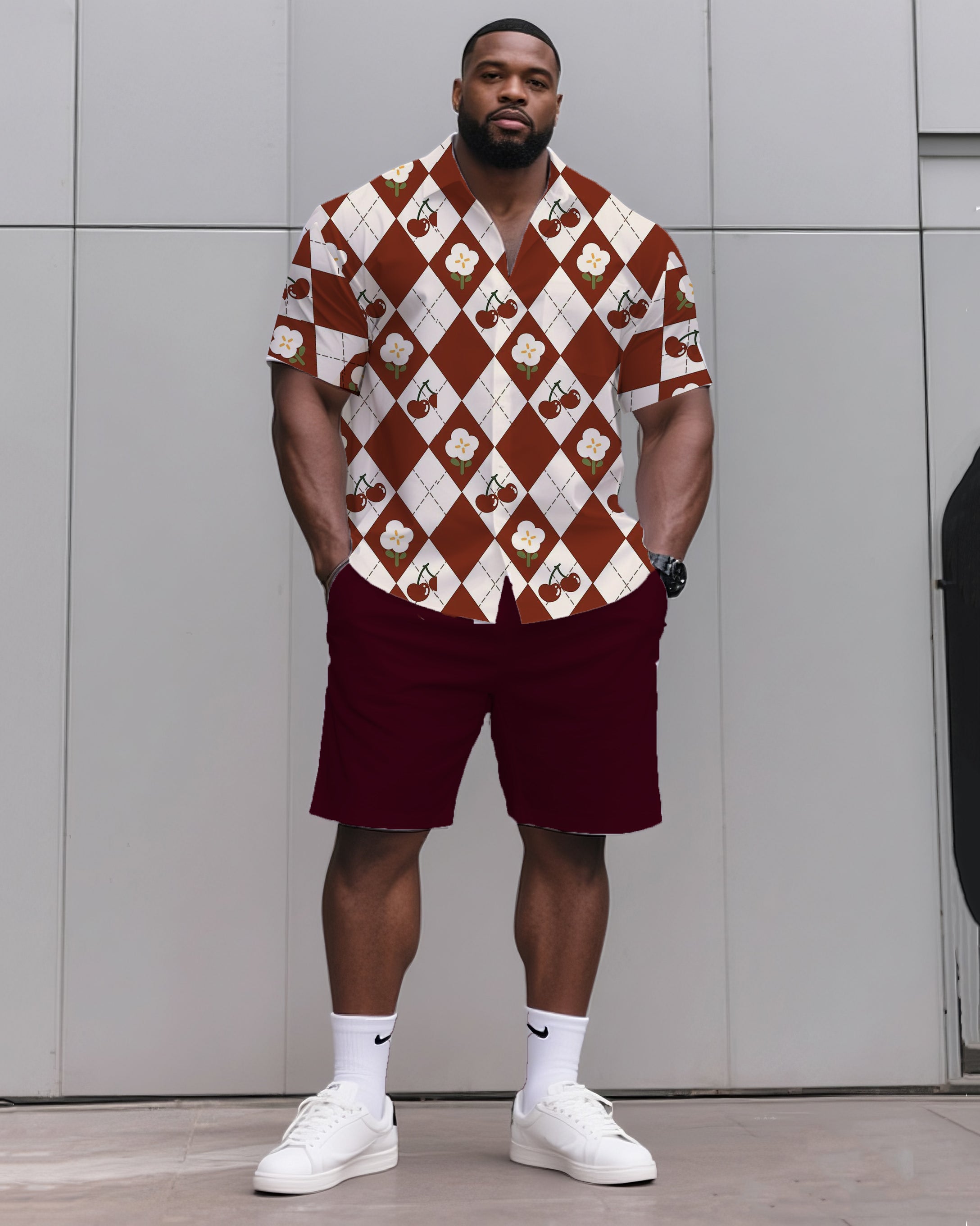 Big & Tall Graphic T-Shirt Shorts Set for big men view 1