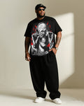Big & Tall Streetwear Skull T-Shirt Pants Set for big men view 1