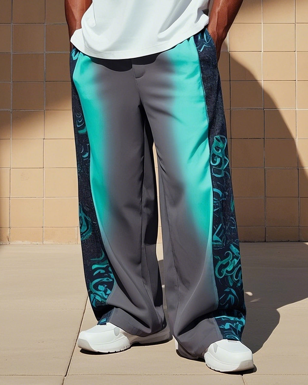 Big & Tall Colorblock Gradient Vest Pants Set for big men view 3