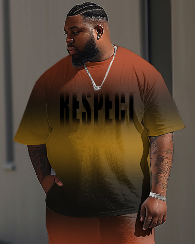 Big & Tall Gradient Graphic T-Shirt Pants Set for big men view 2